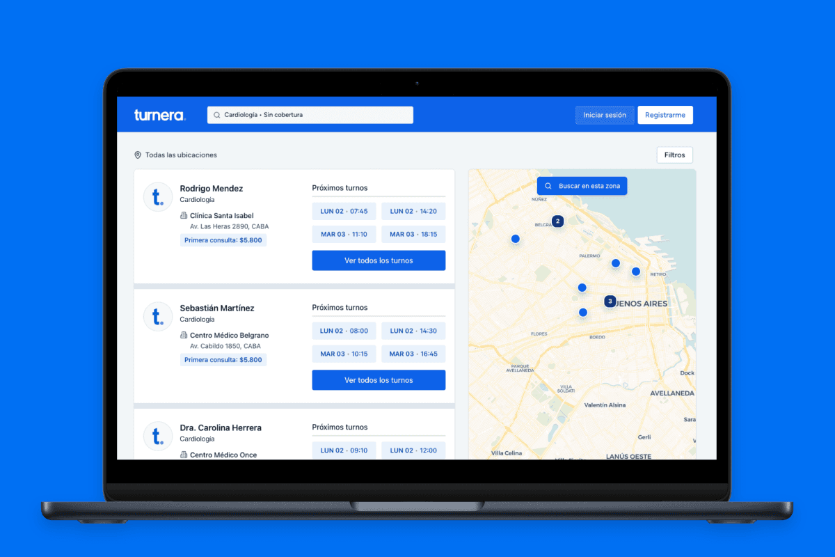 Buscador de turnos y reserva de turnos médicos