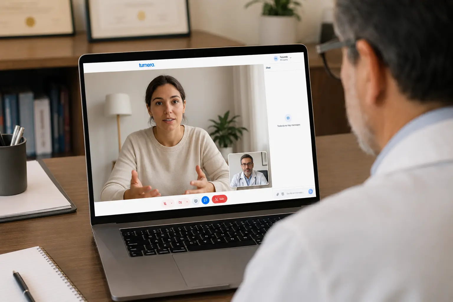 Videoconsulta de Turnera en una computadora portátil